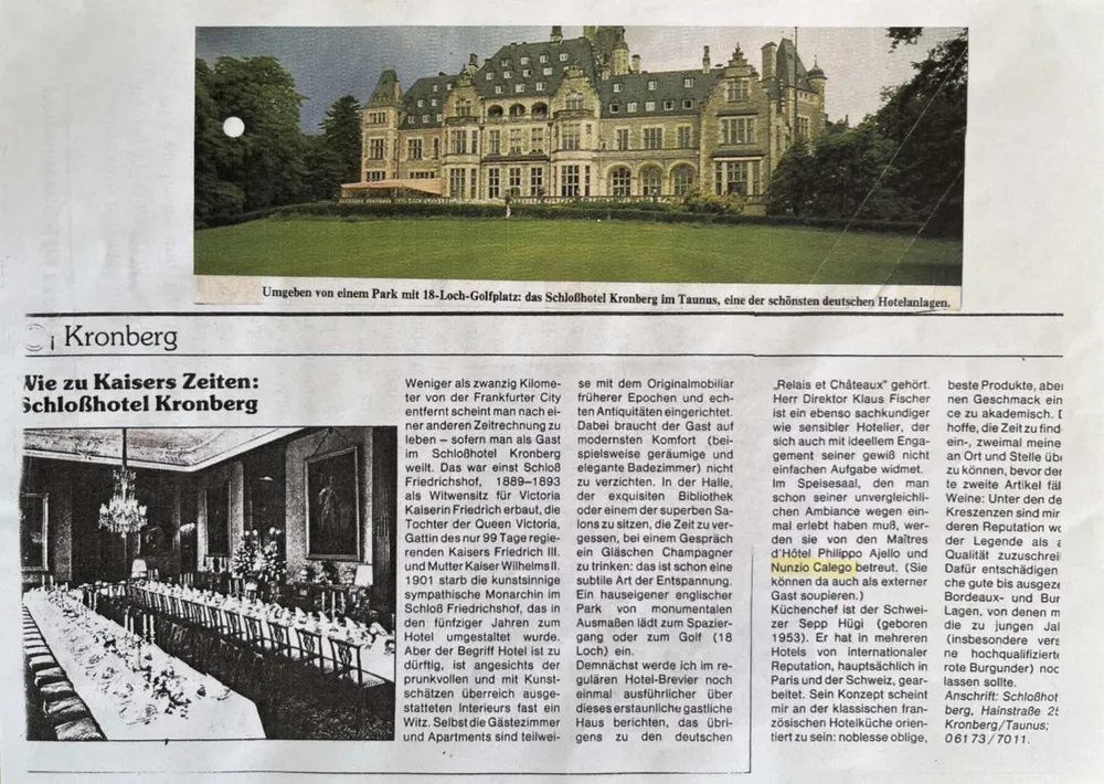 Article about Schlosshotel Kronberg mentioning Nunzio Calega - Part 3
