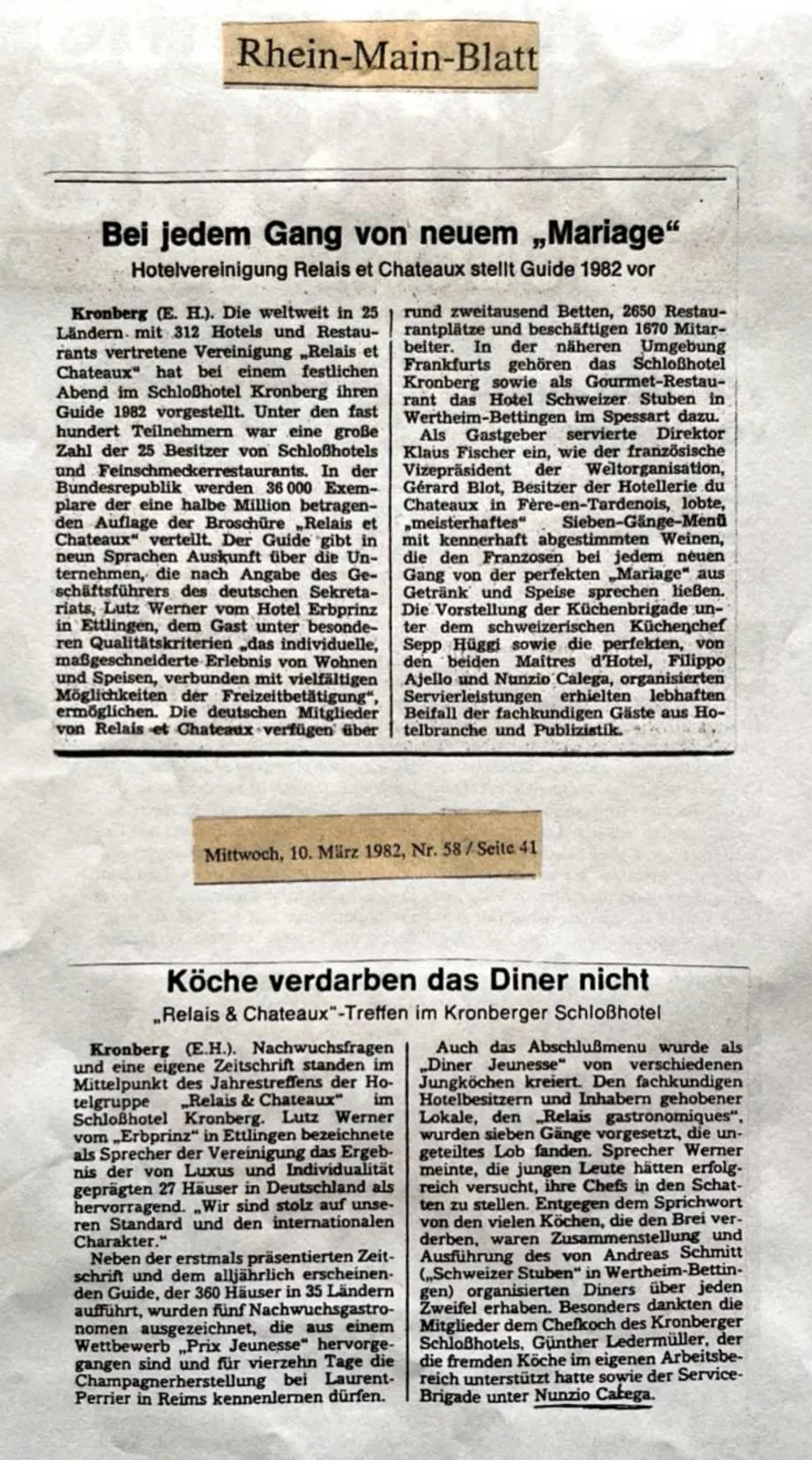 Article featuring Nunzio Calega