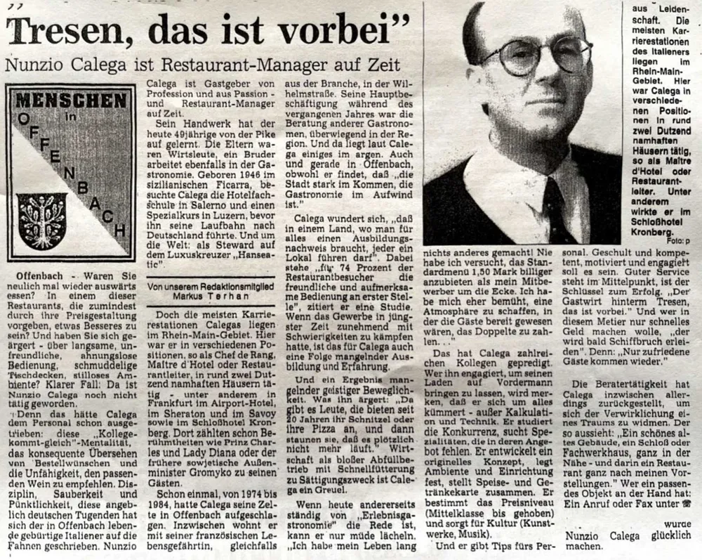 Article featuring Nunzio Calega