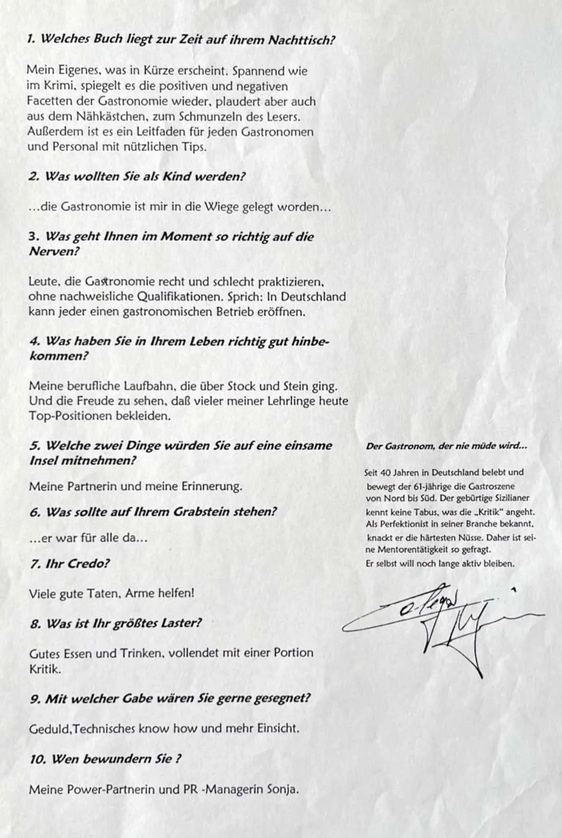 Interview article where Nunzio mentions his upcoming book's idea